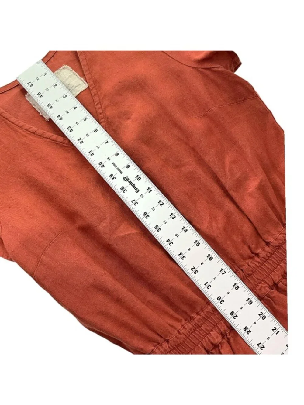 Not Perfect Linen Reine Waisted Linen Dress Womens M Orange Short Sleeve Pockets - Picture 10 of 14